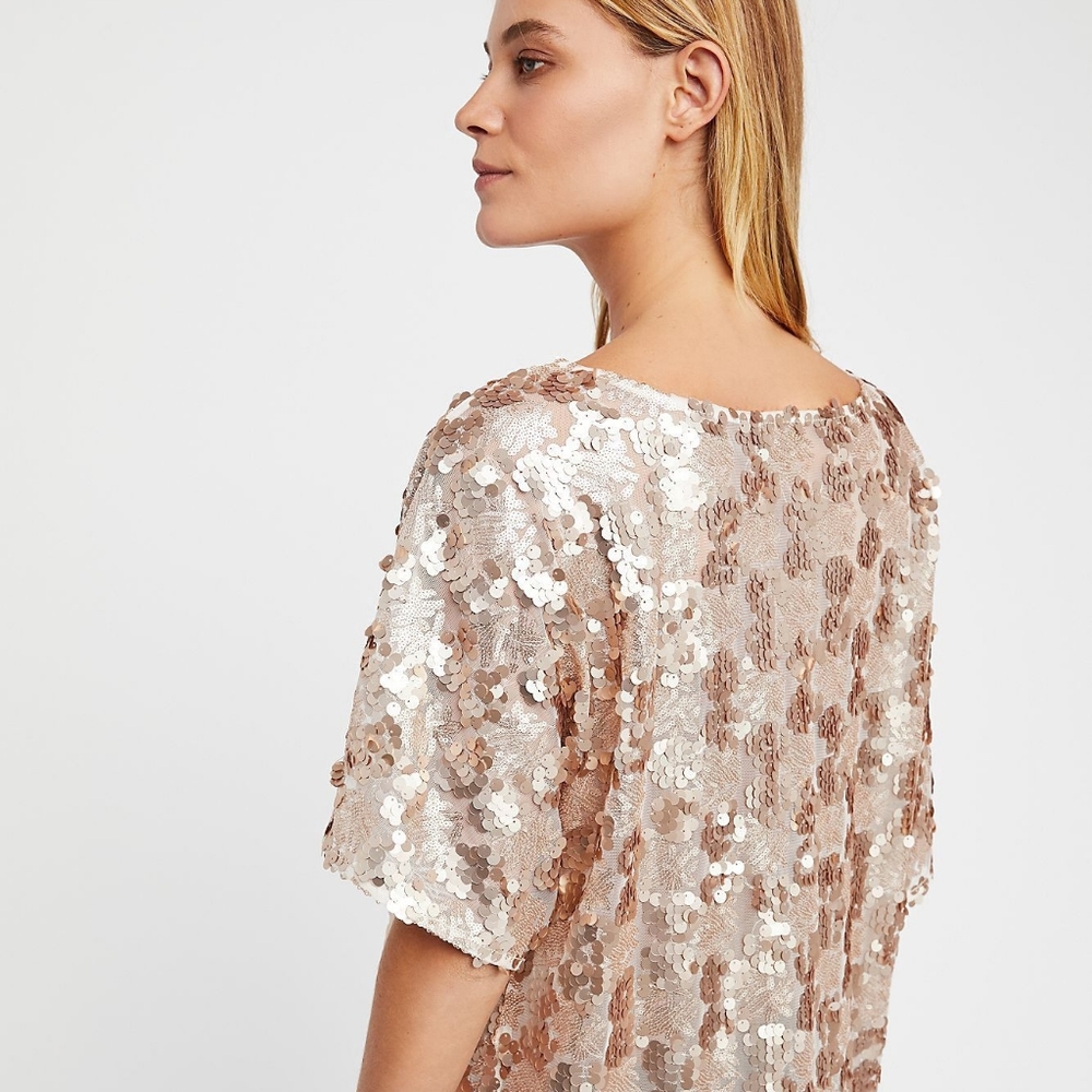 Free People Rose Gold Sequin Mini Dress